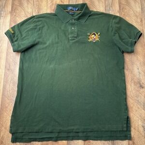 Polo Ralph Lauren Polo Shirt Men's Size Large Green Short Sleeve‎ Racing Horse